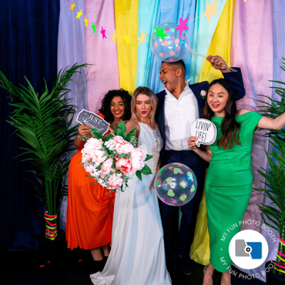 Wedding guests posing